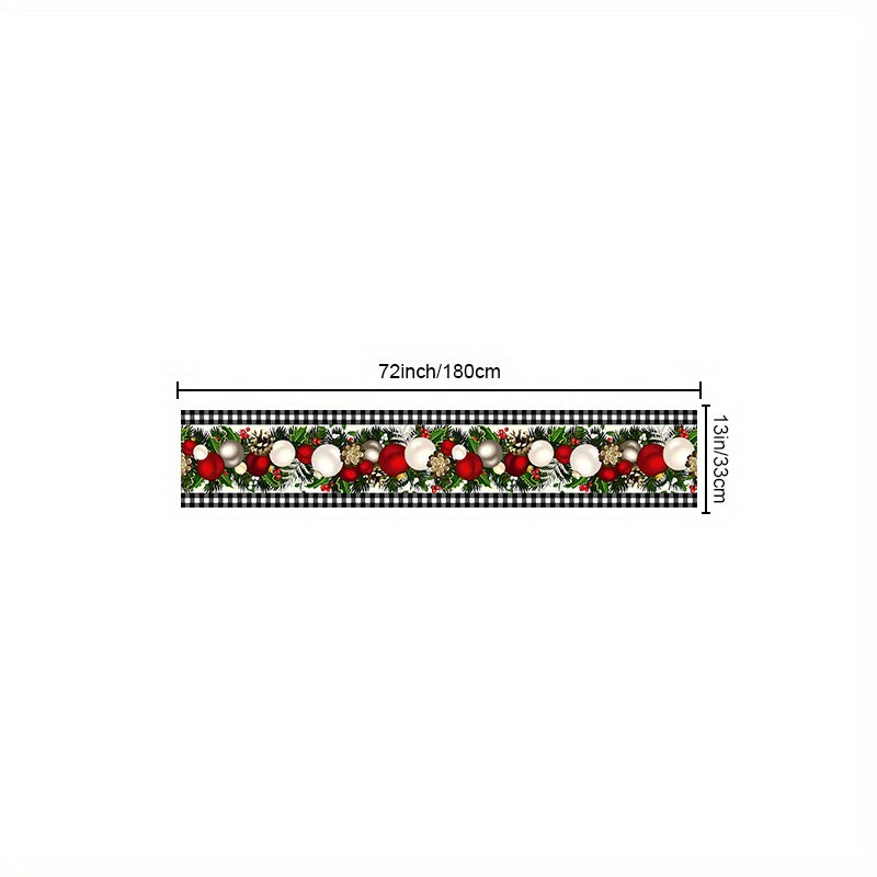 1pc, Christmas Table Runner, Black And White Buffalo Check Plaid Table Cover, Waterproof Stain Resistant Seasonal Winter Holiday Table Runner, Tabletop Protection, Party Family Gather Holidays Decoration, Gift, Home Decor, Scene Decor