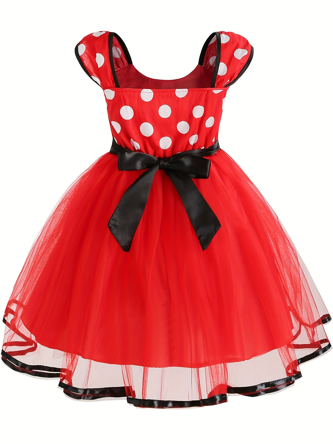Adorable Girls Bow Tutu Dress - Colorful Polka Dot Print & Layered Dreamy Mesh - Perfect for Parties, Performances, & Birthday Celebrations - A Fashionable, Playful, & Comfortable Gift Choice