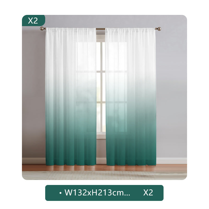 2 Panels Semi Sheer Gradient Color Curtains - Rod Pocket, Easy Hang, Light Filtering, Privacy Protection - For Living Room, Bedroom, Kitchen, Office, Study Decor