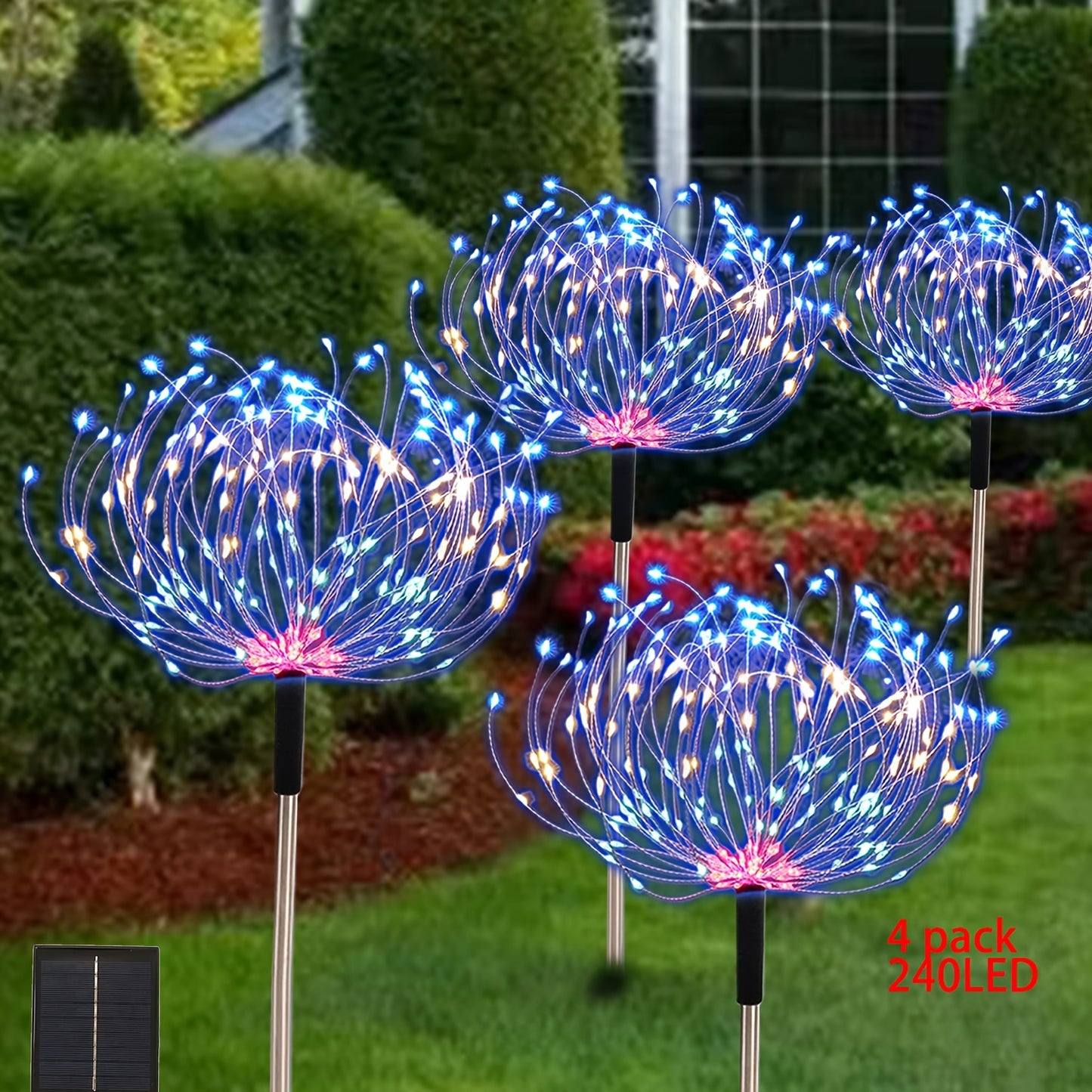 4pcs/1pc 320/240/90LED Solar Garden Lights Outdoor, Solar Firework Lights Upgraded and5 Waterproof Solar Powered Sparkler Lights For Outside With 8 Lighting Modes For Garden Yard Outdoor Decor, Halloween Christmas Decorations Outdoors (Warm White, Multico