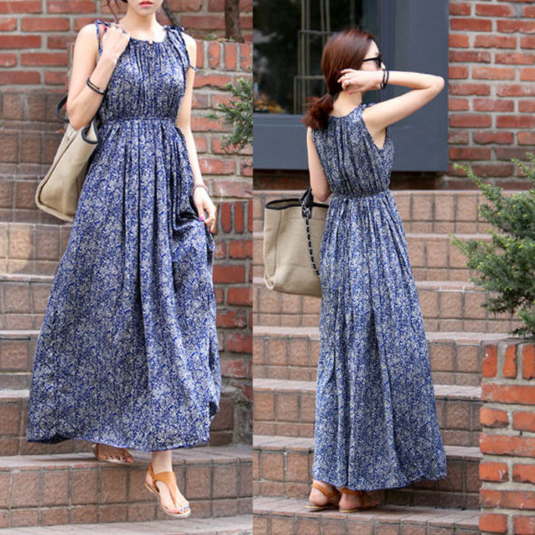 New Summer Women's Clothes Sleeveless Floral Dress Long Dress Daily Casual Bohemian Dress Trendy in Stock