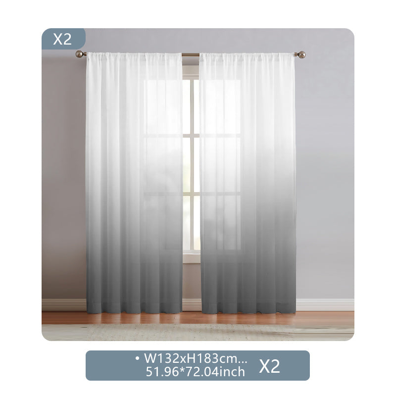 2 Panels Semi Sheer Gradient Color Curtains - Rod Pocket, Easy Hang, Light Filtering, Privacy Protection - For Living Room, Bedroom, Kitchen, Office, Study Decor