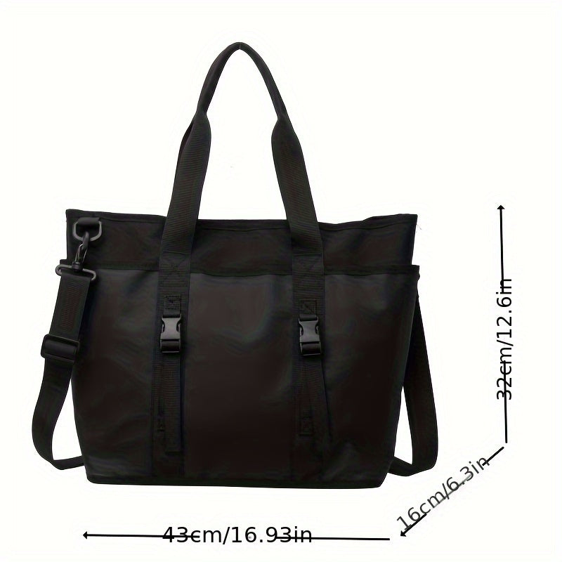 Women's Oxford Fabric Tote Bag with Multi Pockets, Large Capacity Zippered Shoulder Crossbody Bag for Work, Commute, Travel