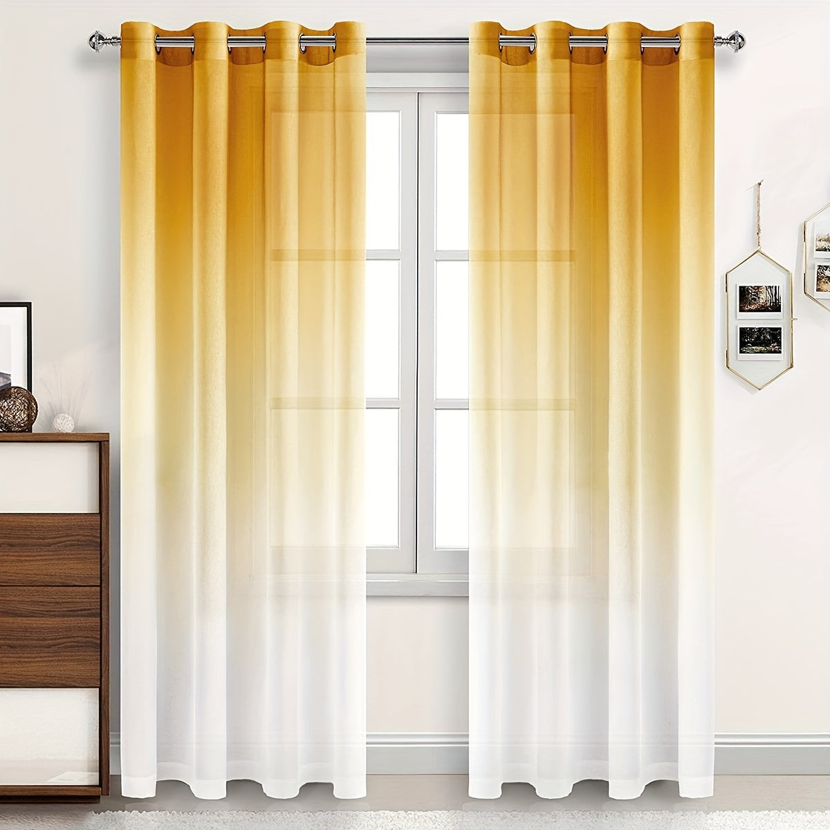 1 Panel Gradient Color Window Sheer Curtain Suitable For Living Room, Bedroom, Kitchen, Bathroom, Home Decor, Room Decor