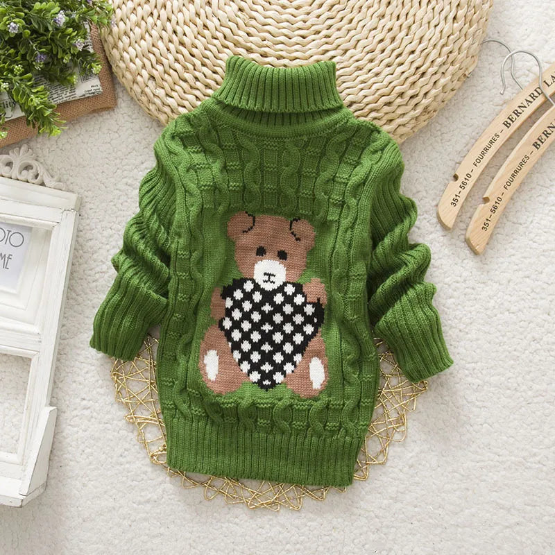 Pullover Baby Cartoon Bear Casual Basic Sweater Crewneck Thick Kids Slouchy Soft Warm Wool Clothing for Boys Girls Autumn Winter Sweaters 221115