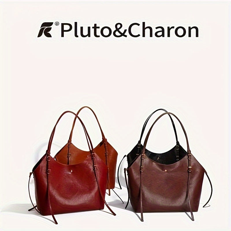 Elegant Vintage Tote Bag for Women - Large Capacity, Buckle Closure, Removable Strap, Fabric Lining, Edge Paint Detail, Professional Clean, Versatile Shoulder Bag - Baigou Production Area