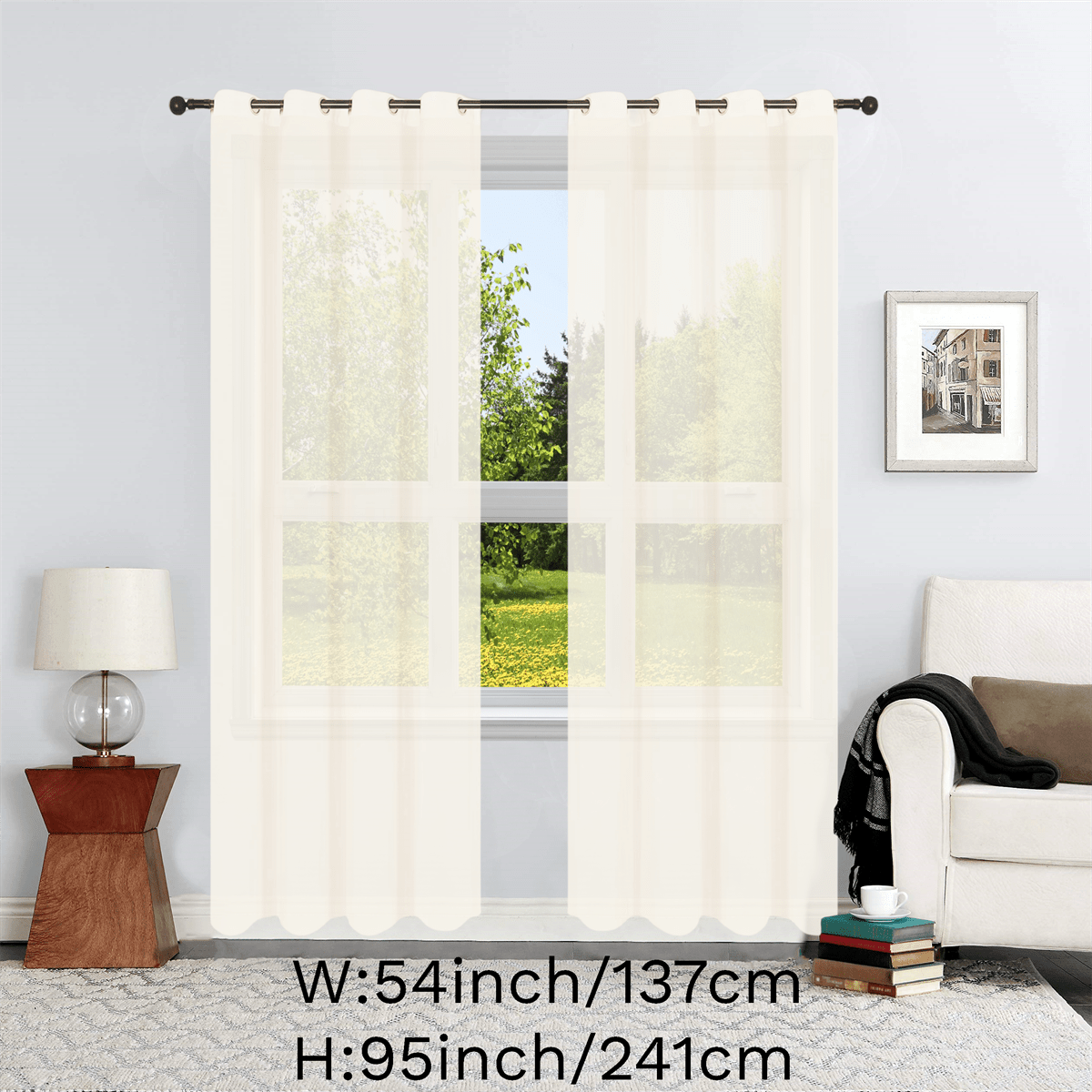 1pc Solid Lightweight Voile Sheer Curtain Panel - Soft, Light-Filtering, Grommet Top, Easy Hang - Perfect for Living Room, Dining Room Home Decor, Filtering Natural Light, Enhancing Interior Ambiance