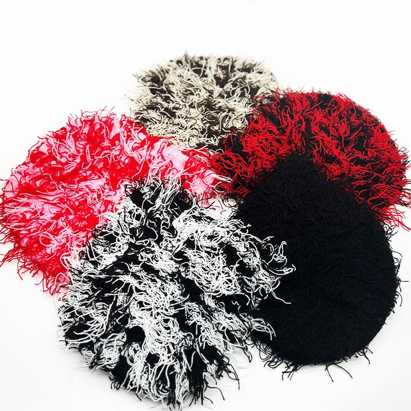 Buy 1 Get 1 Free, total of 2 pcs Stylish Fringed Long Hair Knit Barack Beanies - Soft, One Size Fit All, Unisex Skullies & Beanies for Gift Giving or Personal Use
