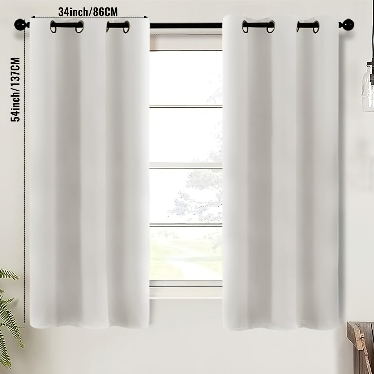 2-Piece Blackout Valance Panels - Room Darkening, Grommet Top, Half Window Treatment for Kitchen, Bathroom, Basement, Living Room, Office - Easy Home Decor Solution