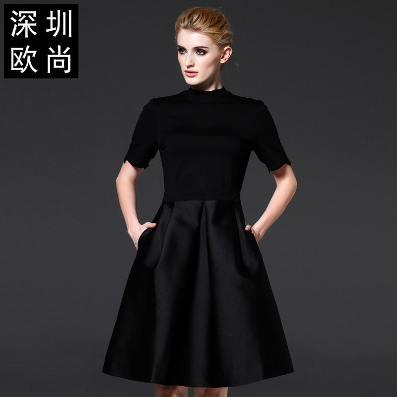 Spring and summer 2023 new European and American women's fashion classics Hepburn style versatile little black dress slimming dress dress