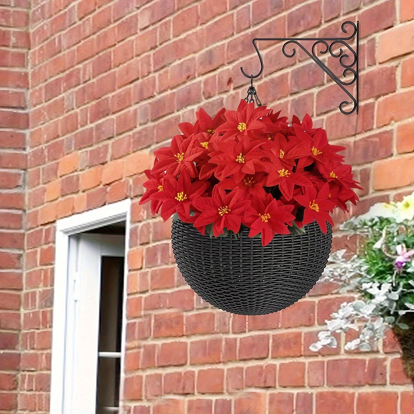 2pcs Poinsettias Artificial Poinsettia Flowers, 7 Heads Red Christmas Flowers, Fake Bush Poinsettia Flowers For Home Xmas Tree Table Centerpieces Wedding Decor