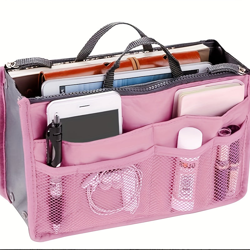 13-Pocket Purse Organizer Insert for Handbags, Nylon Bag Organizers Inside Tote Pocketbook with Spacious Compartments