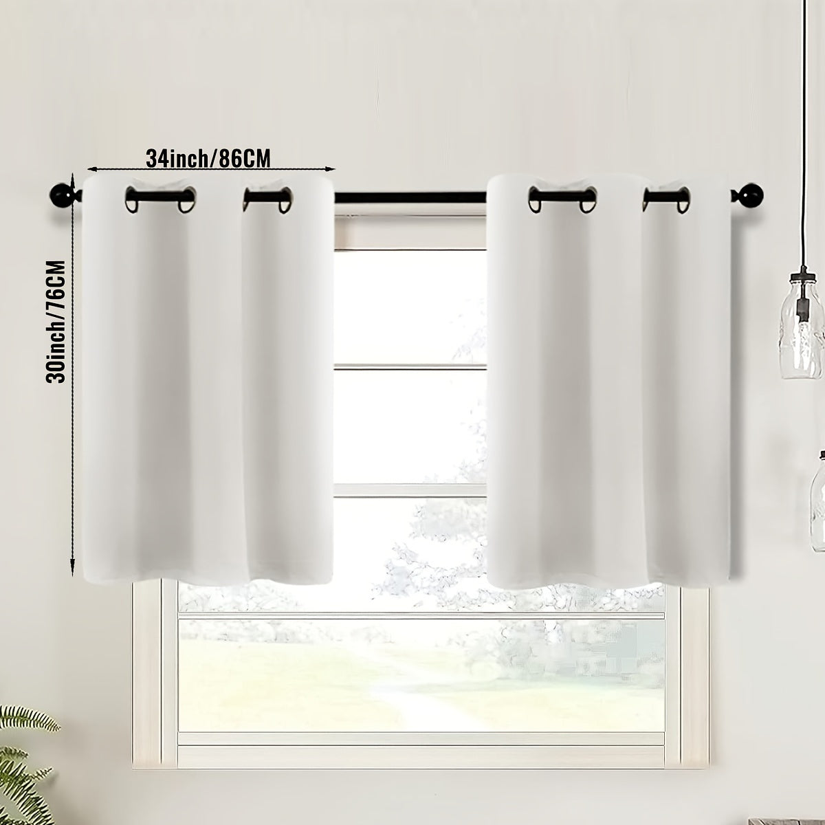 2-Piece Blackout Valance Panels - Room Darkening, Grommet Top, Half Window Treatment for Kitchen, Bathroom, Basement, Living Room, Office - Easy Home Decor Solution