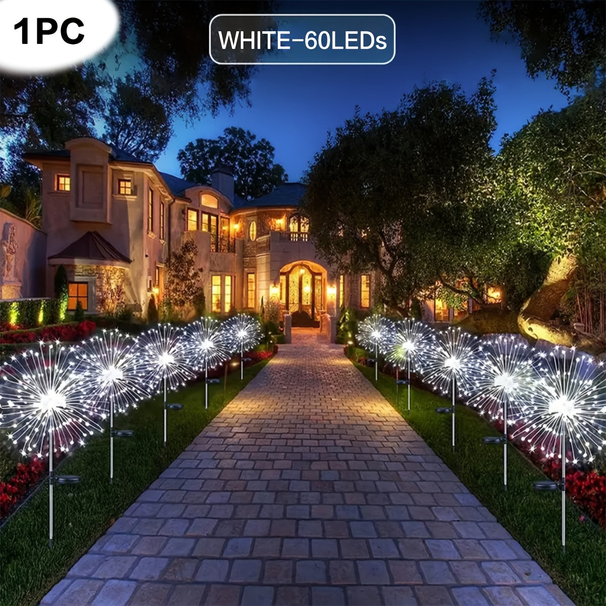 1pc 200LEDs Solar Fireworks Lights Outdoor Solar Garden Lights Outdoor 8 Lighting Modes With Remote Control 60/90/150 LED DIY Starburst Fairy Lights For Patio Christmas Party Yard Decorative Halloween Decorations Light Outdoor
