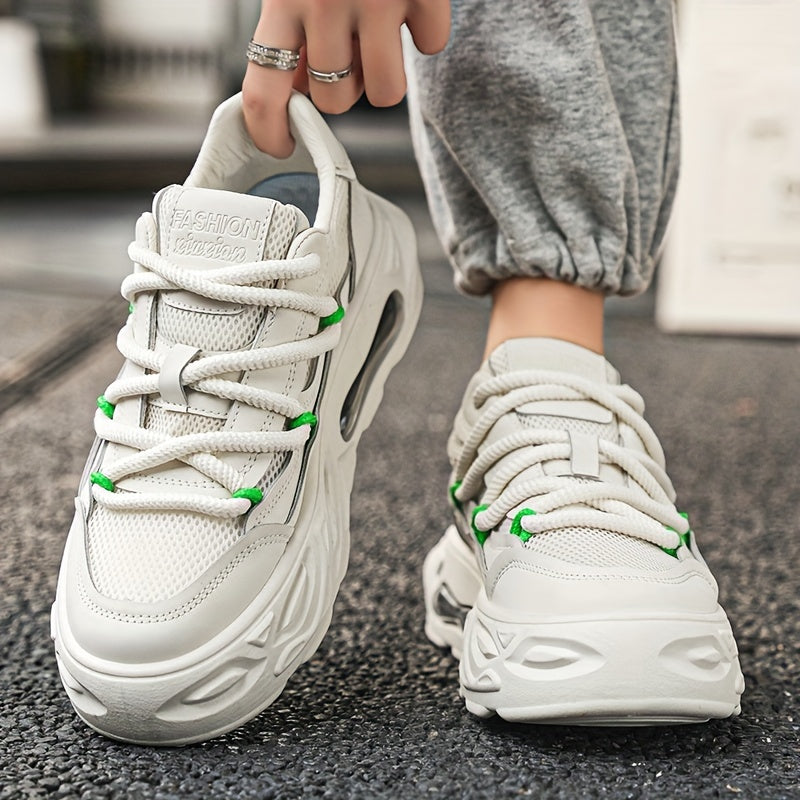Trendy Chunky Sneakers - Breathable Mesh, Lace-Up, Height-Boosting Platform Shoes for Men & Women
