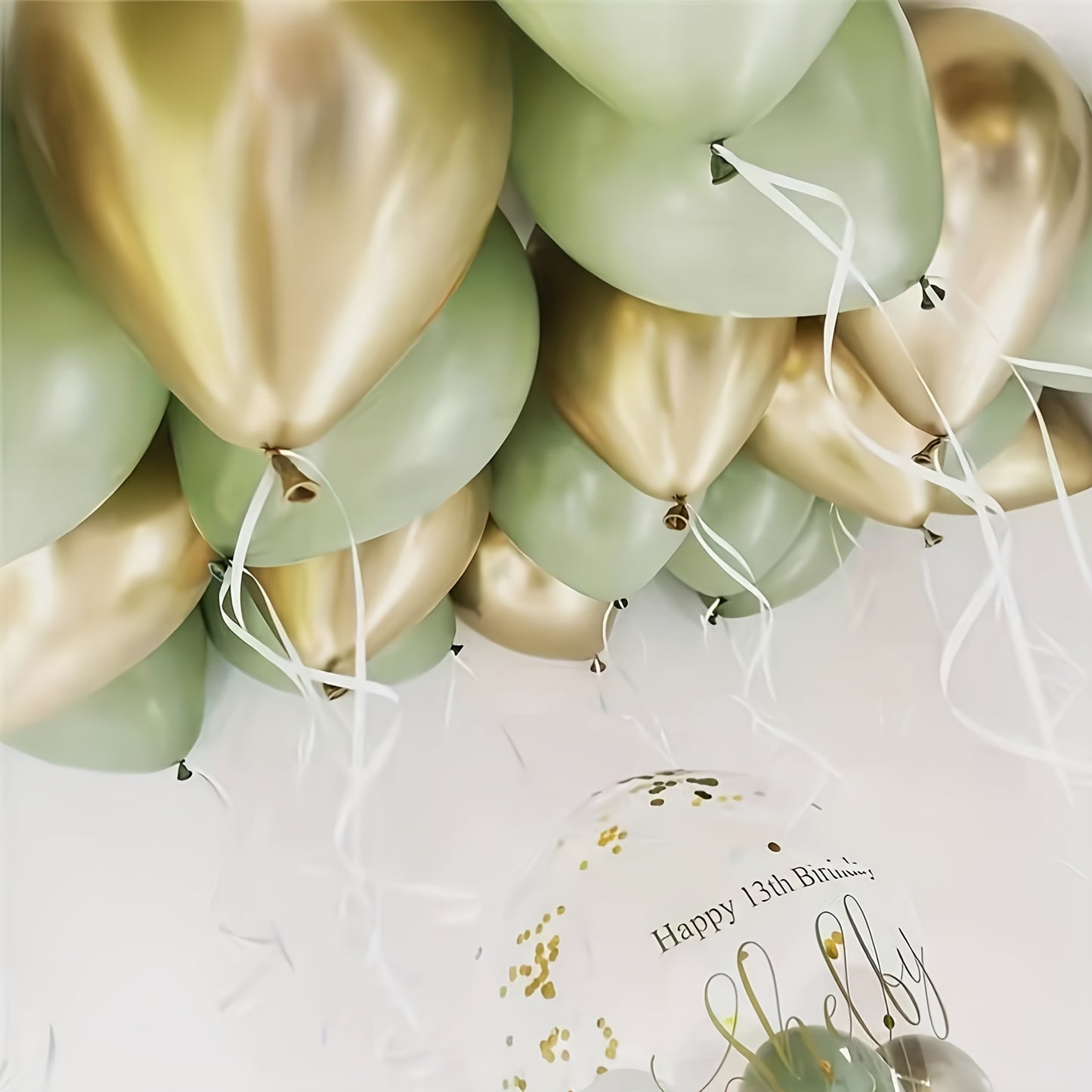 15pcs Vintage Green Golden White Balloon Set - Elegant Decor for Festive Occasions - Premium Quality, Versatile Usage - Perfect for Birthdays, Weddings, Holidays & More - Indoor/Outdoor Scene Arrangement, Unforgettable Gatherings, Thoughtful Easter Gift