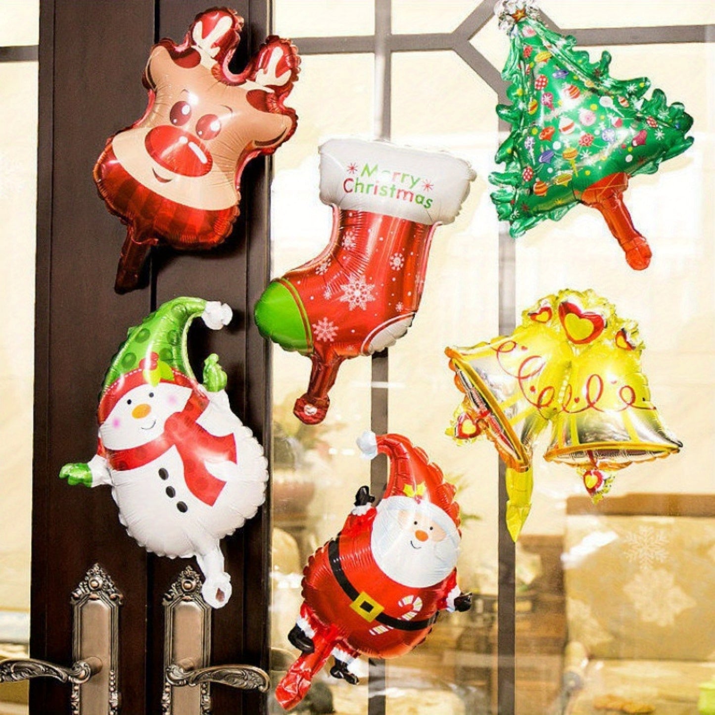 10pcs Mini Cartoon Christmas Balloons Set - Aluminum Film Stick Balloons for Christmas, Birthday, Wedding, Engagement, New Year - Mixed Color Santa, Snowman, Christmas Tree Decorations for Home and Party