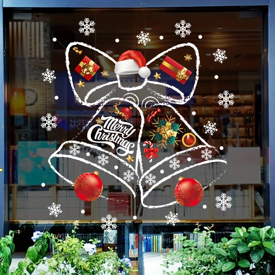 1pc Vibrant Christmas Window Sticker - Easy Peel-Off, Reusable, Bell-Shaped Decoration for Living Room, Home Decor, Shopping Mall, and Glass Windows - Festive Holiday Decor