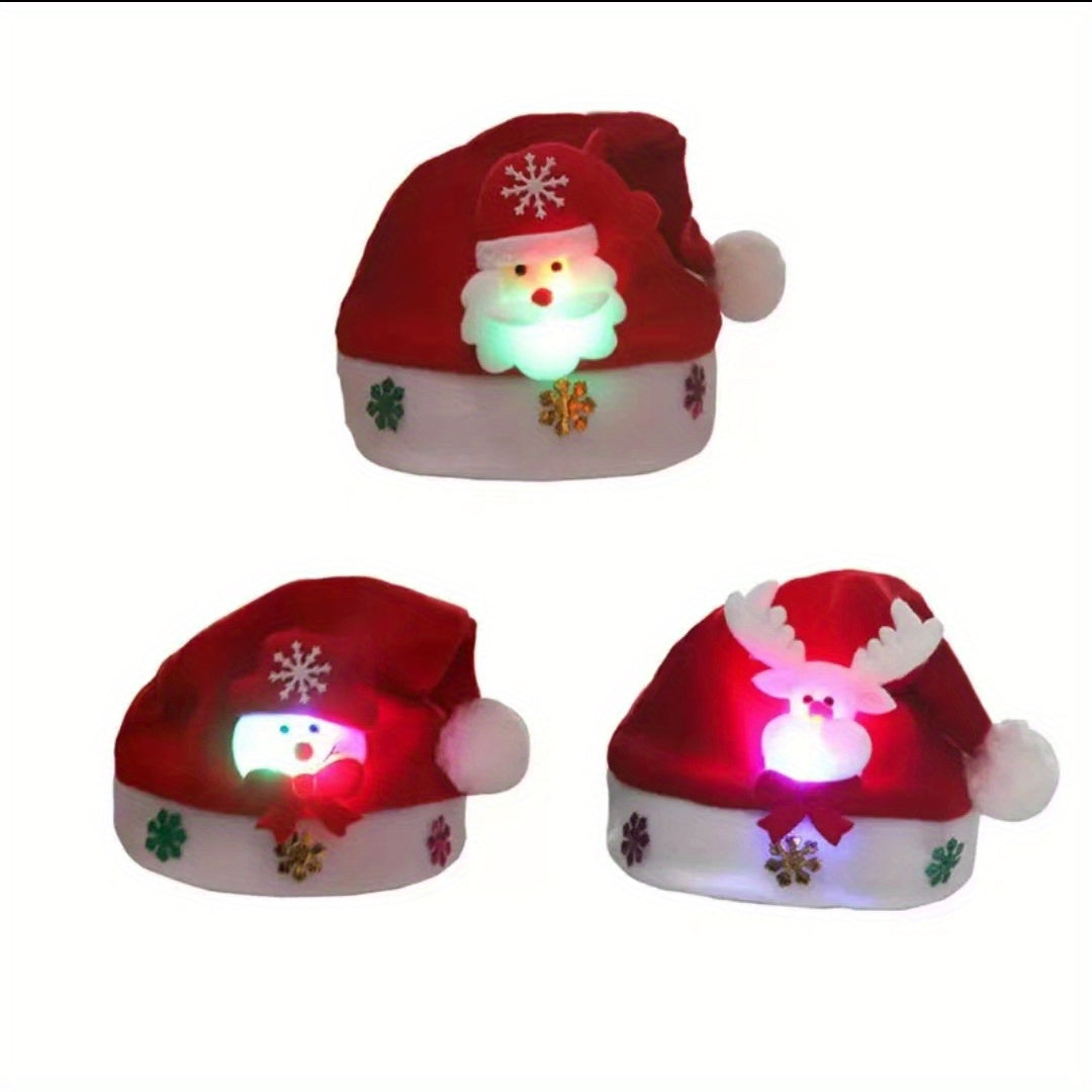 1pc Christmas Luminous Christmas Hat, Adult Cartoon Hat Old Man Snowman Hat, Christmas Small Gift Party Decoration for stocking stuffers