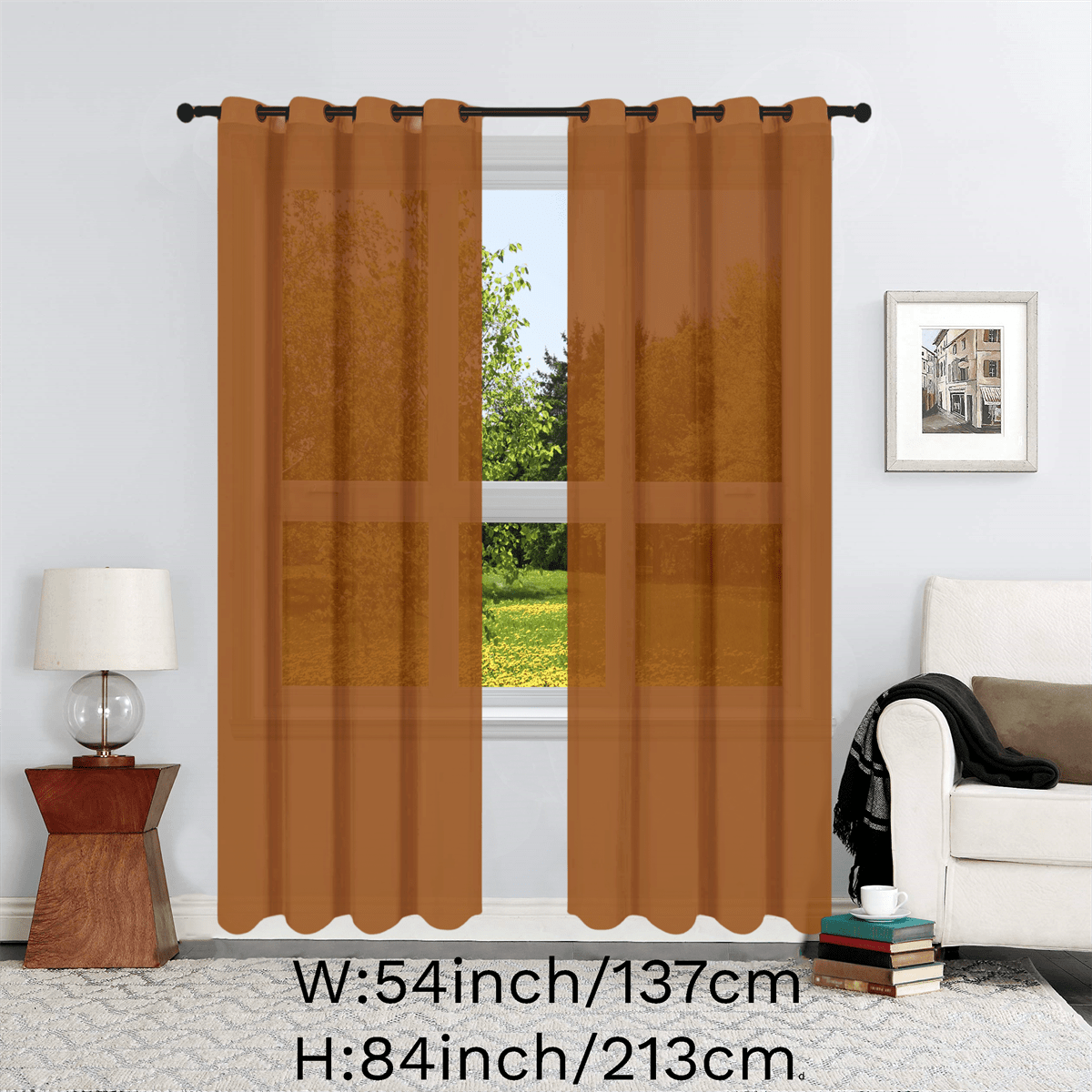 1pc Solid Lightweight Voile Sheer Curtain Panel - Soft, Light-Filtering, Grommet Top, Easy Hang - Perfect for Living Room, Dining Room Home Decor, Filtering Natural Light, Enhancing Interior Ambiance