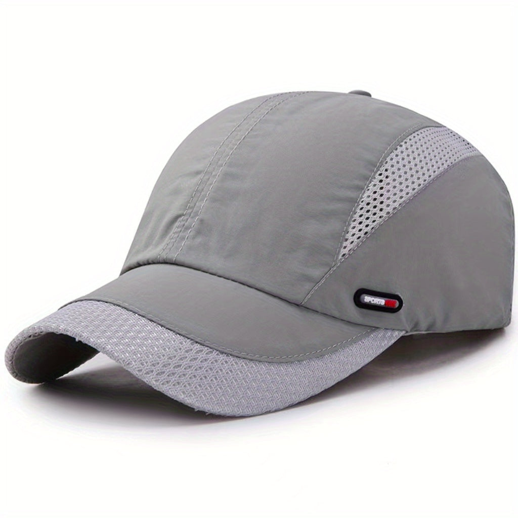 Spring/Summer Breathable Mesh Snapback Baseball Cap - Men's Sporty Dad Fishing Hat with Adjustable Strap and Classic Black Color - Perfect for Outdoor Activities