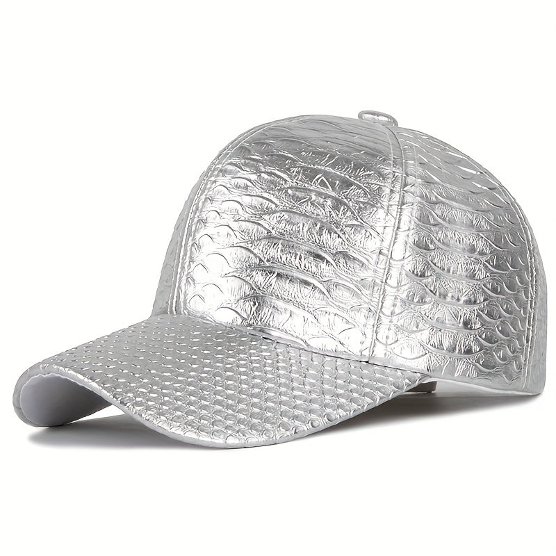 Stylish Crocodile Pattern PU Leather Baseball Cap - Lightweight, Non-Stretch, Hand Washable Street Hip Hop Sun Hat for Everyday Wear