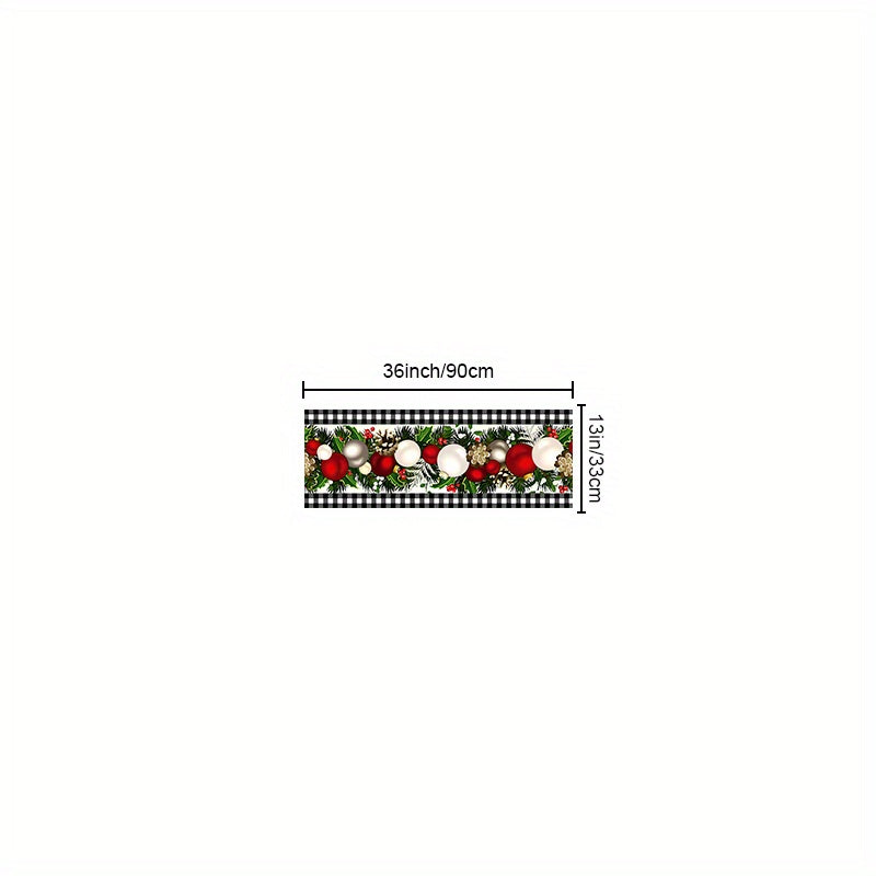 1pc, Christmas Table Runner, Black And White Buffalo Check Plaid Table Cover, Waterproof Stain Resistant Seasonal Winter Holiday Table Runner, Tabletop Protection, Party Family Gather Holidays Decoration, Gift, Home Decor, Scene Decor