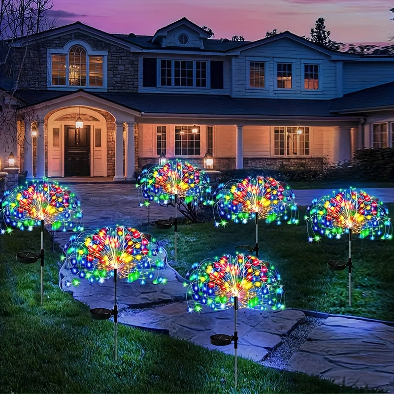 1pc 200LEDs Solar Fireworks Lights Outdoor Solar Garden Lights Outdoor 8 Lighting Modes With Remote Control 60/90/150 LED DIY Starburst Fairy Lights For Patio Christmas Party Yard Decorative Halloween Decorations Light Outdoor