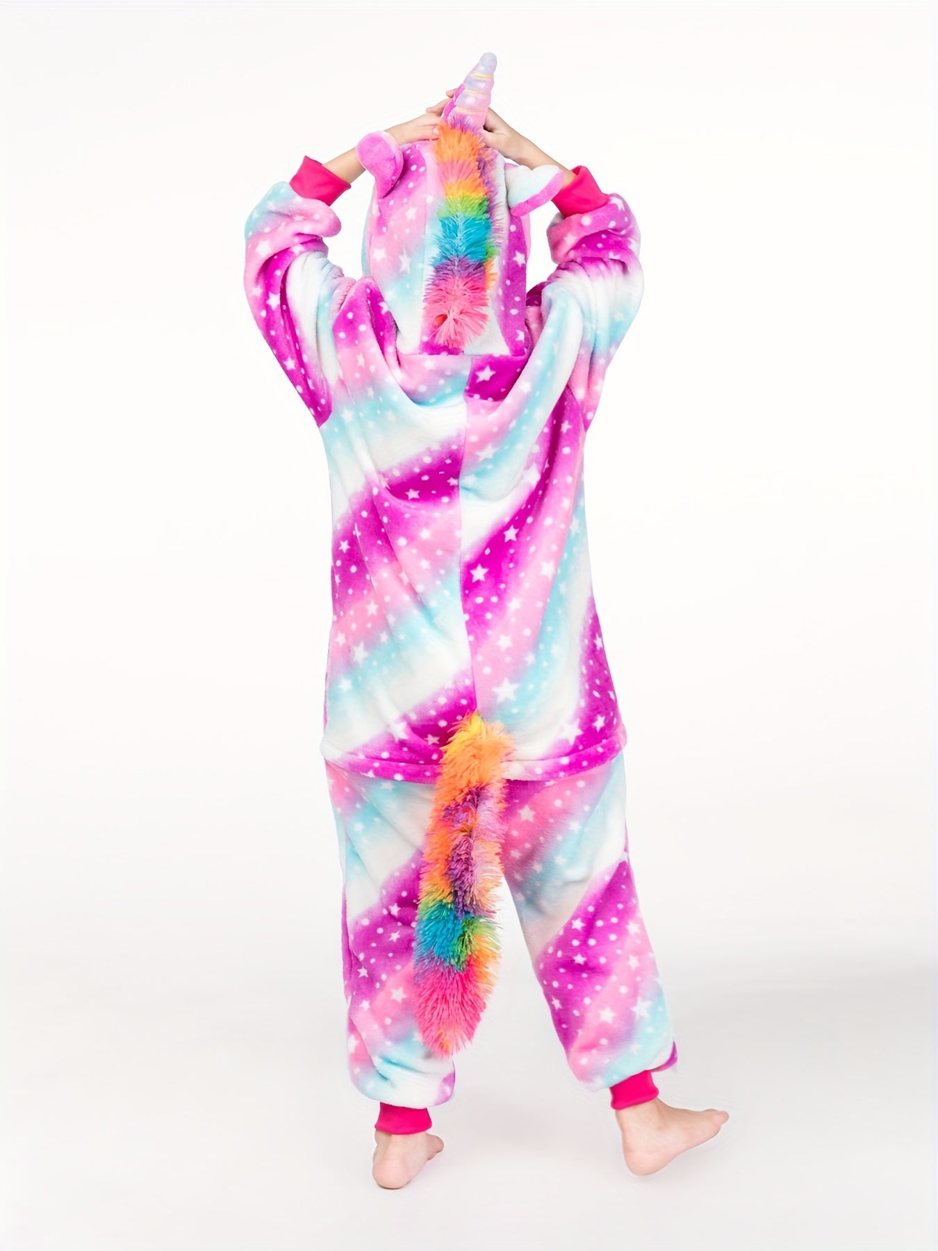 Sweet Girls Unicorn Style Zip Jumpsuit Cute Romper For Fall Party Halloween Gift Mardi Gras