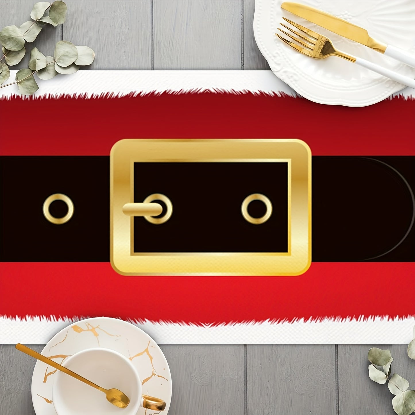 Festive Red and Black Linen Christmas Table Runner - Farmhouse Holiday Dining Decor for Indoor & Outdoor Celebrations