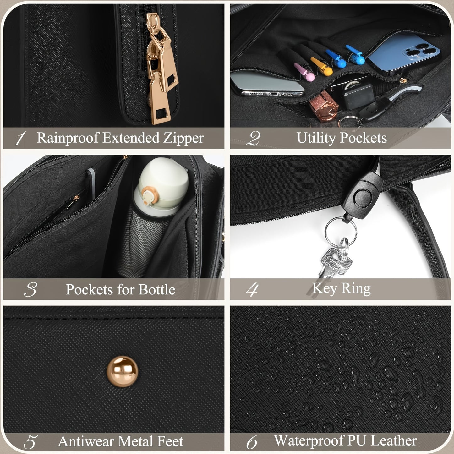 2pcs 15.6 Inch Laptop Bag Set for Women - Professional Work Tote Bag with Clutch Purse, Large Office Computer Bag, Teacher Bag, Shoulder Bag, Black