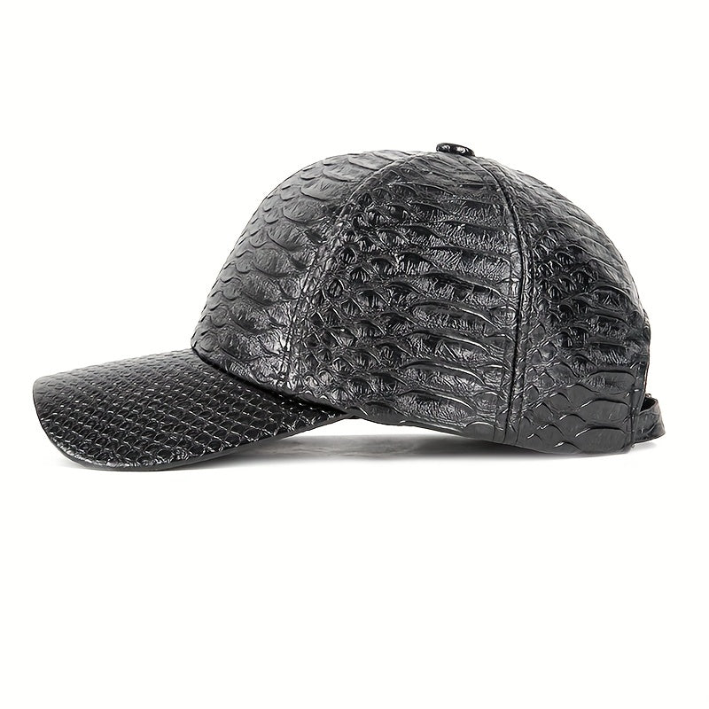 Stylish Crocodile Pattern PU Leather Baseball Cap - Lightweight, Non-Stretch, Hand Washable Street Hip Hop Sun Hat for Everyday Wear