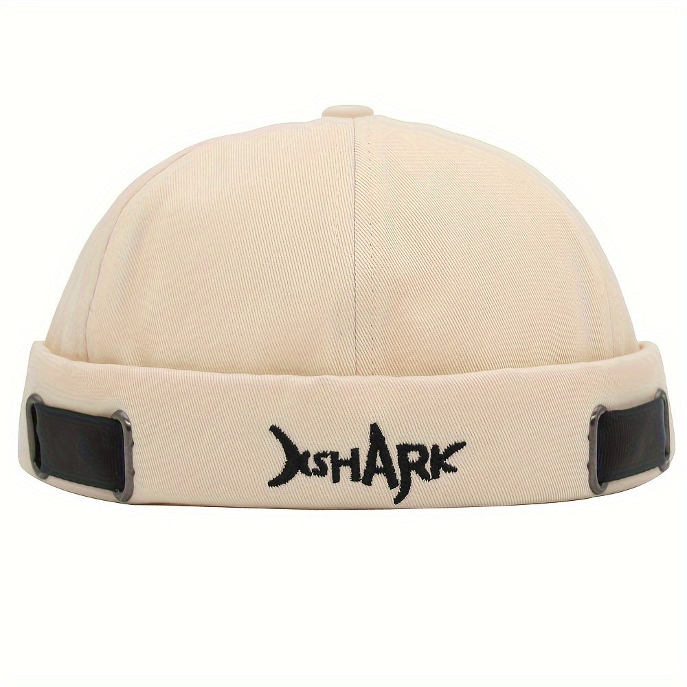 Shark Embroidered Cotton Beanies - Stylish Unisex Streetwear - Soft Breathable Fabric - Trendy Letter Design - Melon Cap Skullies for Men & Women