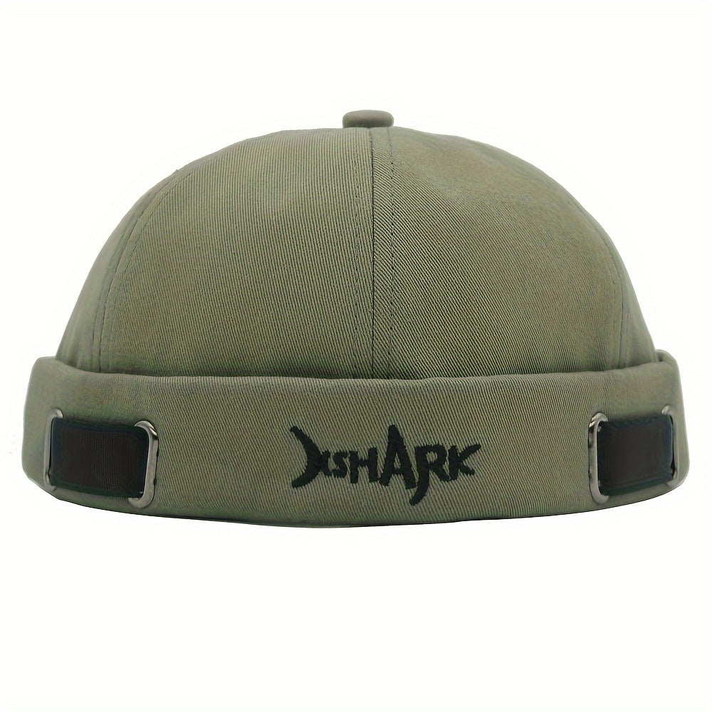 Shark Embroidered Cotton Beanies - Stylish Unisex Streetwear - Soft Breathable Fabric - Trendy Letter Design - Melon Cap Skullies for Men & Women