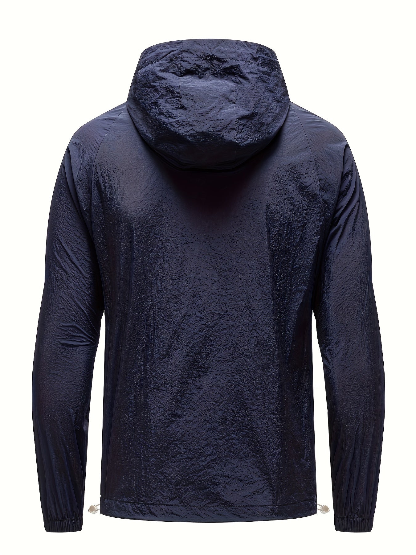 Men's Solid Color Hooded Long Sleeve Zipper Down Sun Protection Jacket With Pockets, Lightweight And Comfy Jacket Suitable For Outdoors Wear