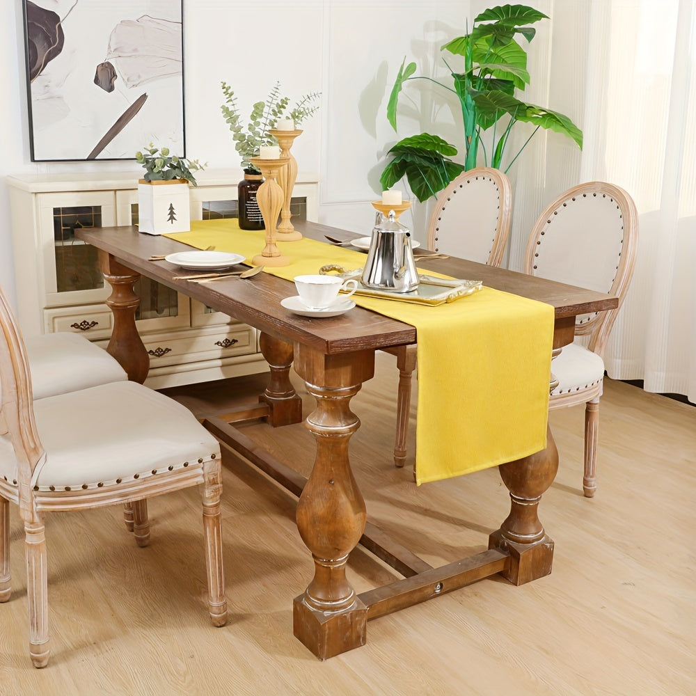 1pc Premium Farmhouse Table Runner - Solid Color, Durable Polyester Decor for Autumn, Thanksgiving, Christmas Dining - A Stylish, Cozy Touch to Your Home Decor