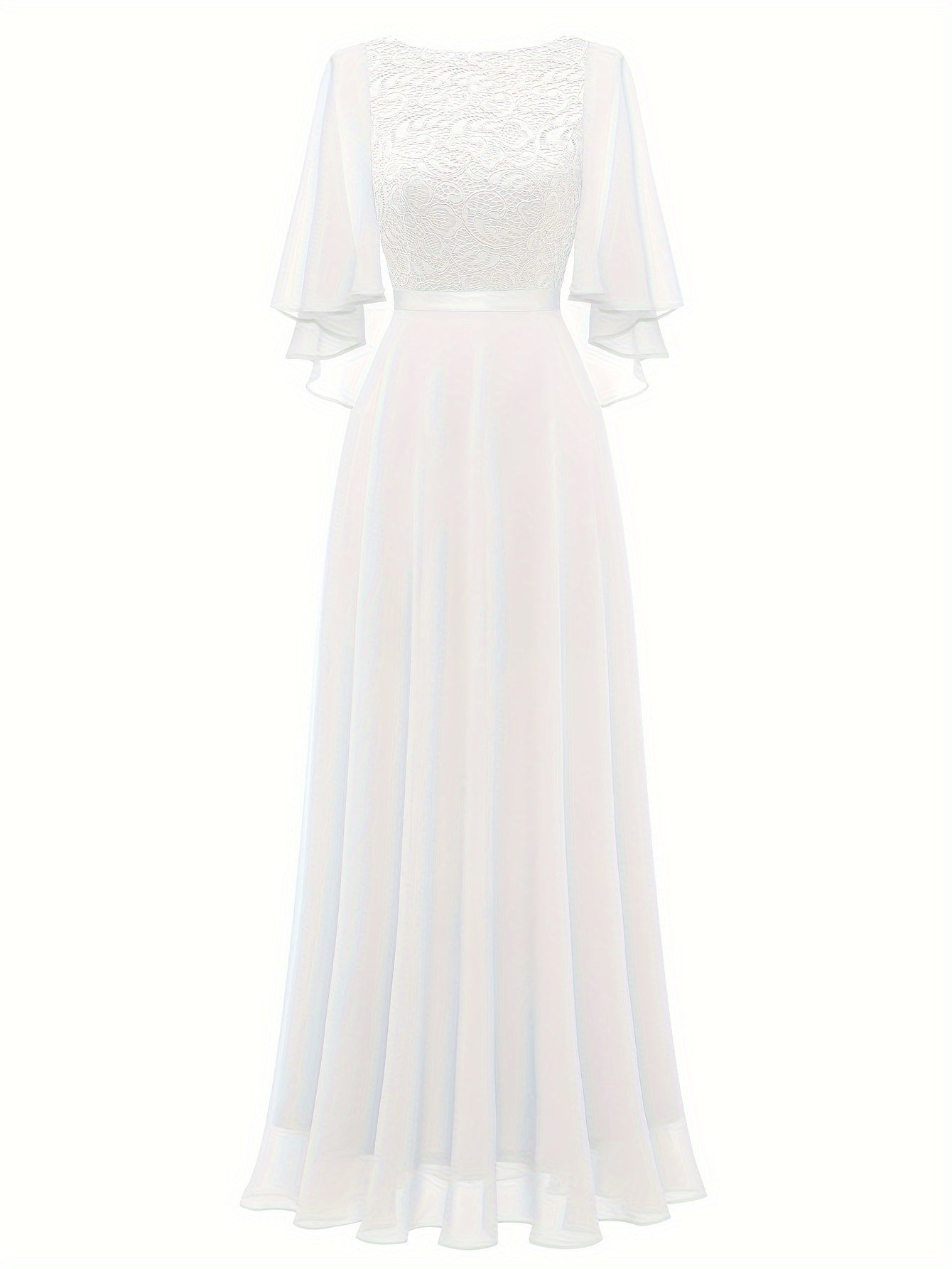 VAKKV Timeless Solid Lace Aline Bridesmaid Dress - Chic Crew Neckline, Flattering Wedding Party Gown - Premium Womens Fashion