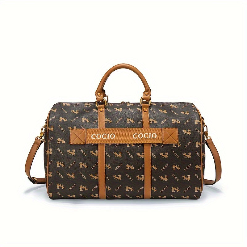Chic Women's Faux Leather Tote Bag With Detachable Strap - Waterproof, Zip Closure, Polyester Lined Commuter Handbag