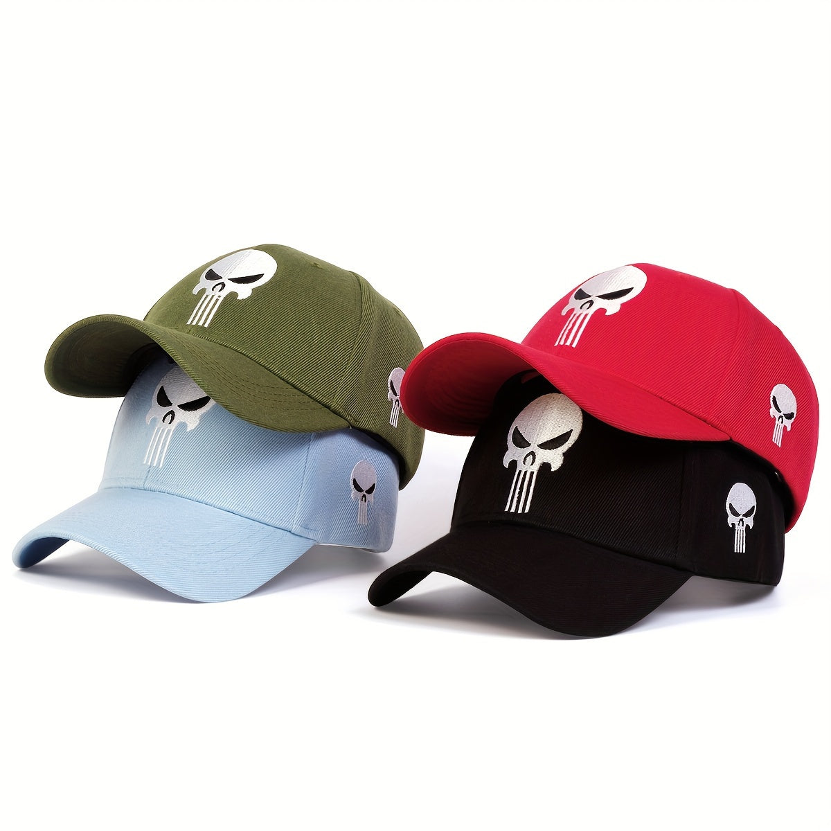 1pc Unisex Cartoon Skull Embroidered Adjustable Breathable Baseball Cap - Ultra Lightweight, Slight Stretch, Polyester Fiber Filled, Casual Style for Outdoor Sports and Daily Wear