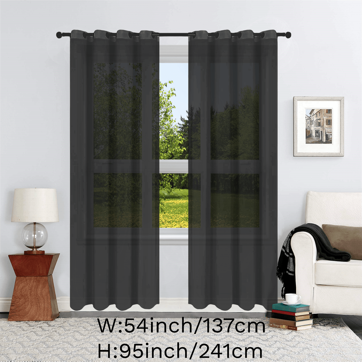 1pc Solid Lightweight Voile Sheer Curtain Panel - Soft, Light-Filtering, Grommet Top, Easy Hang - Perfect for Living Room, Dining Room Home Decor, Filtering Natural Light, Enhancing Interior Ambiance