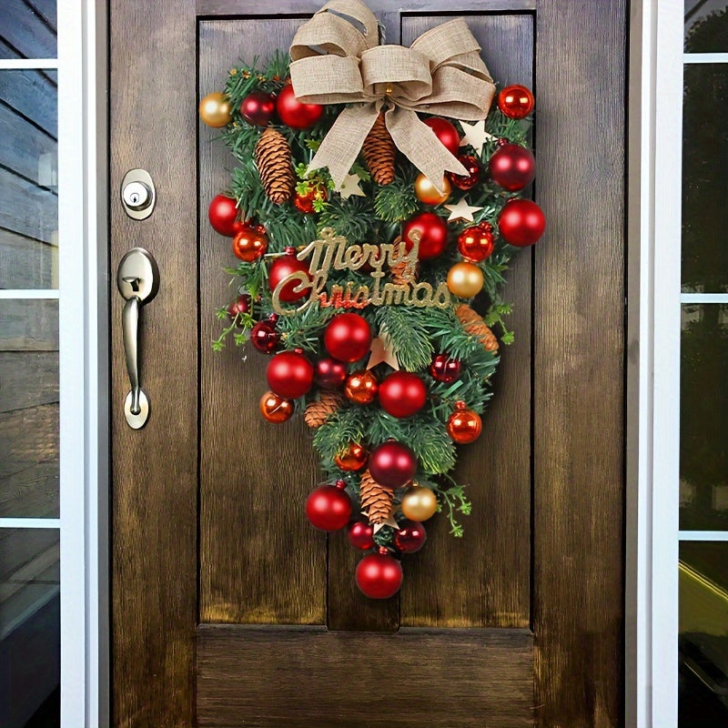 Vintage-Style Christmas Wreath for Front Door - Durable Plastic, Easy Install, Perfect for Holiday & Seasonal Decor