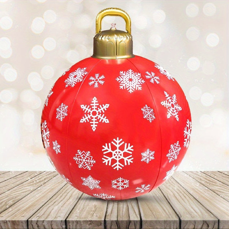 24-inch Large PVC Inflatable Christmas Ball, Firmly Standing Outdoor Decoration for Yard and Swimming Pool Holiday