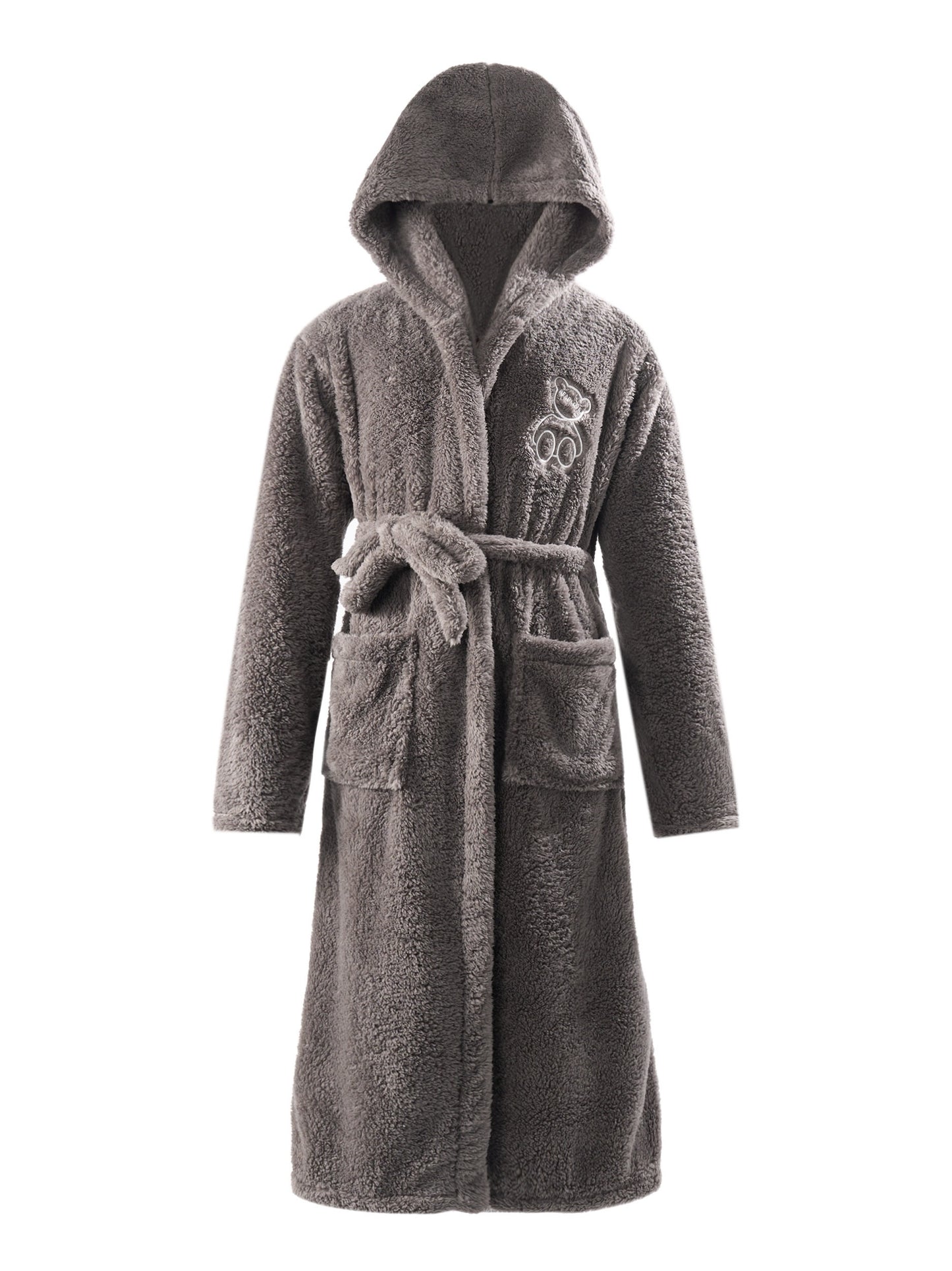Ultra-Soft Men's Comfy Fleece Robe - Hooded Pajamas with Pockets, Hair Dry Hat, and One-Piece Lace Up Kimono Design for Warm Nightwear After Bath - Cozy Home Wear for Men