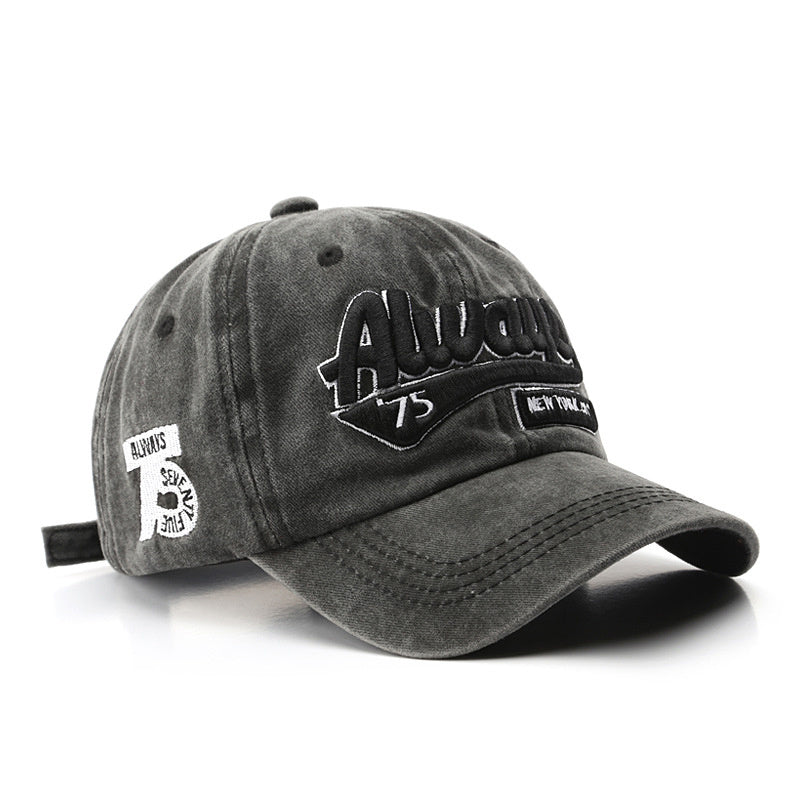 Men's Retro Baseball Hat Pattern Charms Embroidery Baseball Cap Sunshade Hat Spring And Autumn Male Character Street Baseball Cap