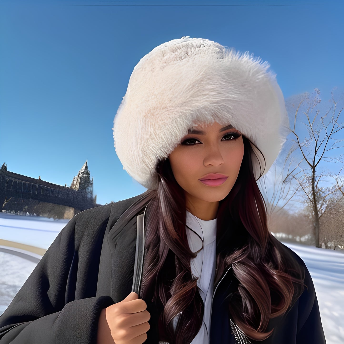 1pc Ultra-Warm Furry Fisherman Hat with Luxurious Plush Lining - Windproof, Soft & Comfortable - Adorable Buckle Design - Perfect Winter Accessory & Christmas Gift
