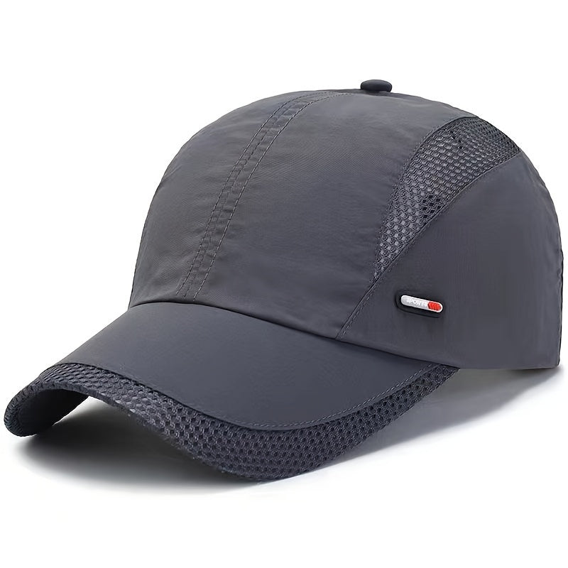 Spring/Summer Breathable Mesh Snapback Baseball Cap - Men's Sporty Dad Fishing Hat with Adjustable Strap and Classic Black Color - Perfect for Outdoor Activities