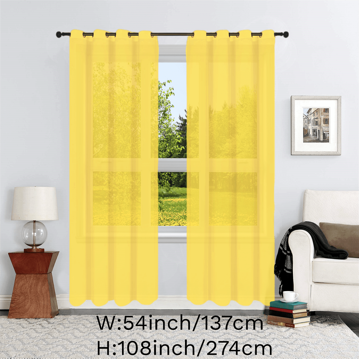 1pc Solid Lightweight Voile Sheer Curtain Panel - Soft, Light-Filtering, Grommet Top, Easy Hang - Perfect for Living Room, Dining Room Home Decor, Filtering Natural Light, Enhancing Interior Ambiance