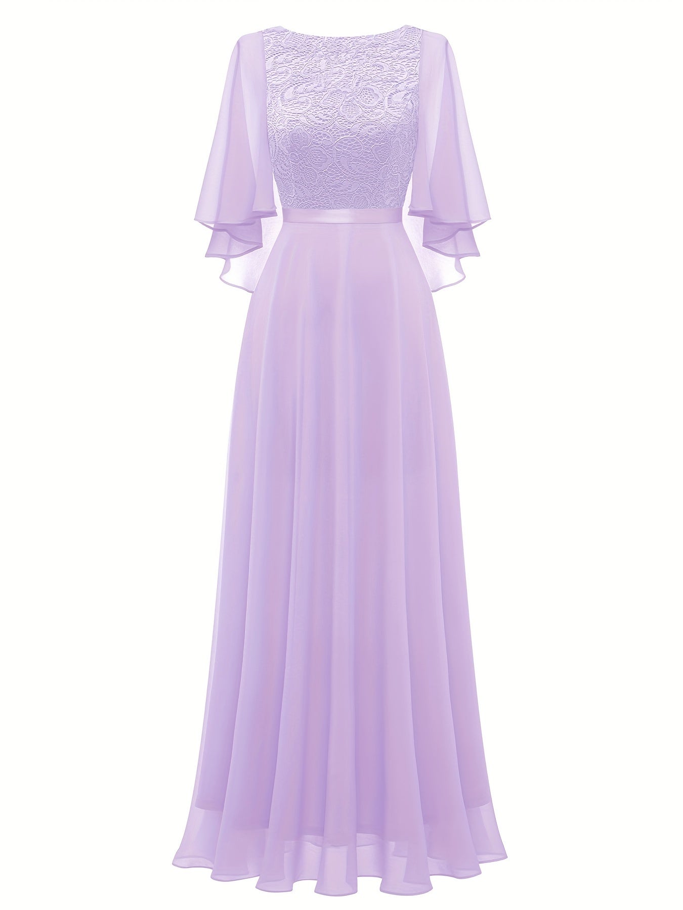 VAKKV Timeless Solid Lace Aline Bridesmaid Dress - Chic Crew Neckline, Flattering Wedding Party Gown - Premium Womens Fashion