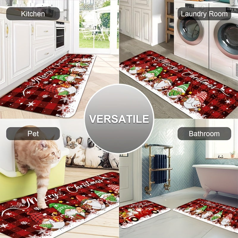 Christmas Cheer 2/3pcs Kitchen Mat Set - Santa, Truck & Snowflake Designs | Anti-Fatigue Flannel Rugs for Holiday Decor | Machine Washable, Non-Slip & Stain Resistant | Perfect for Living Room, Dining, Bathroom & Entryway, for Christmas