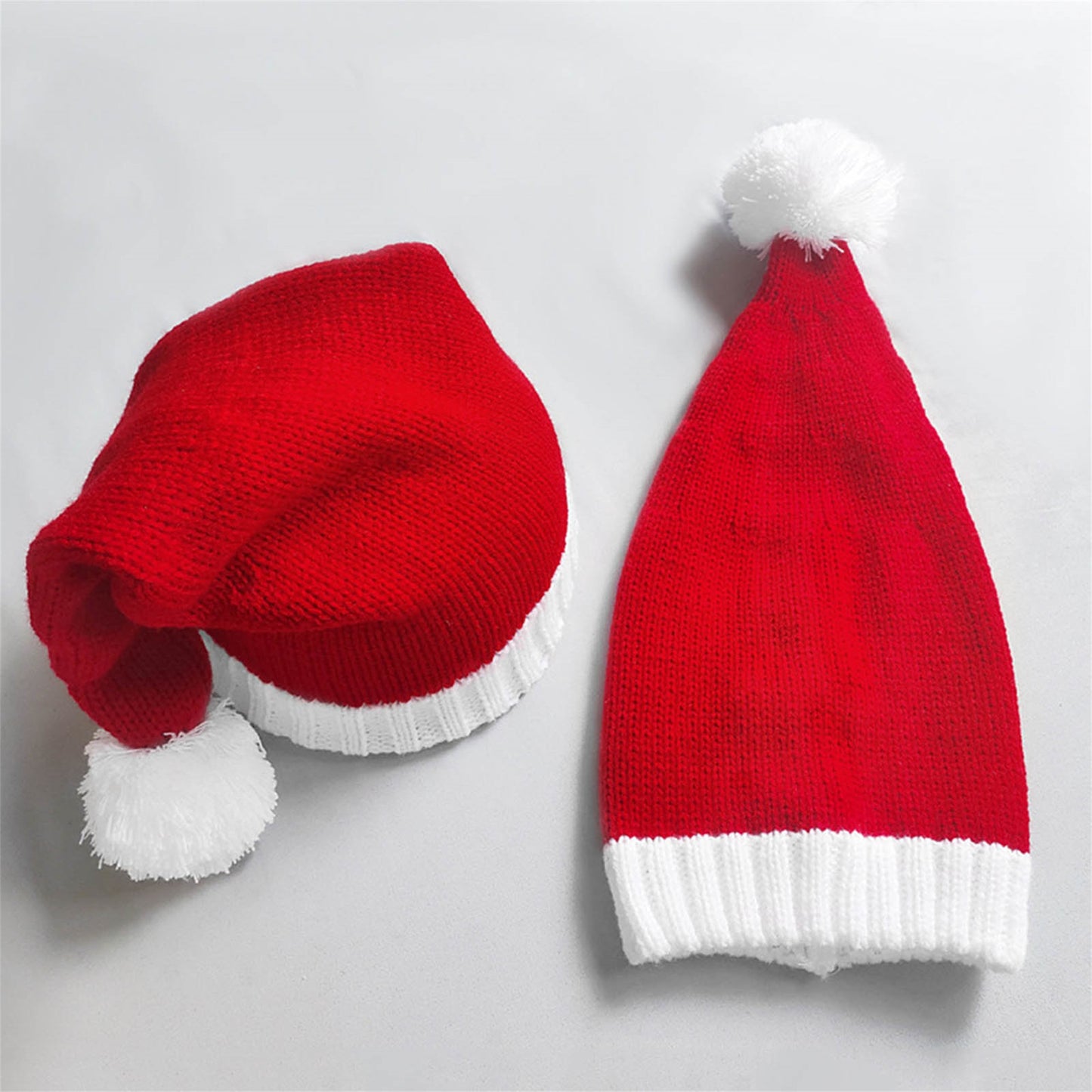 1pc Festive Red Cashmere Santa Claus Hat with Pom-Pom, Christmas Holiday Headwear, No Feathers, Electricity-Free, 7.09x14.17inch & 8.66x15.75inch Options